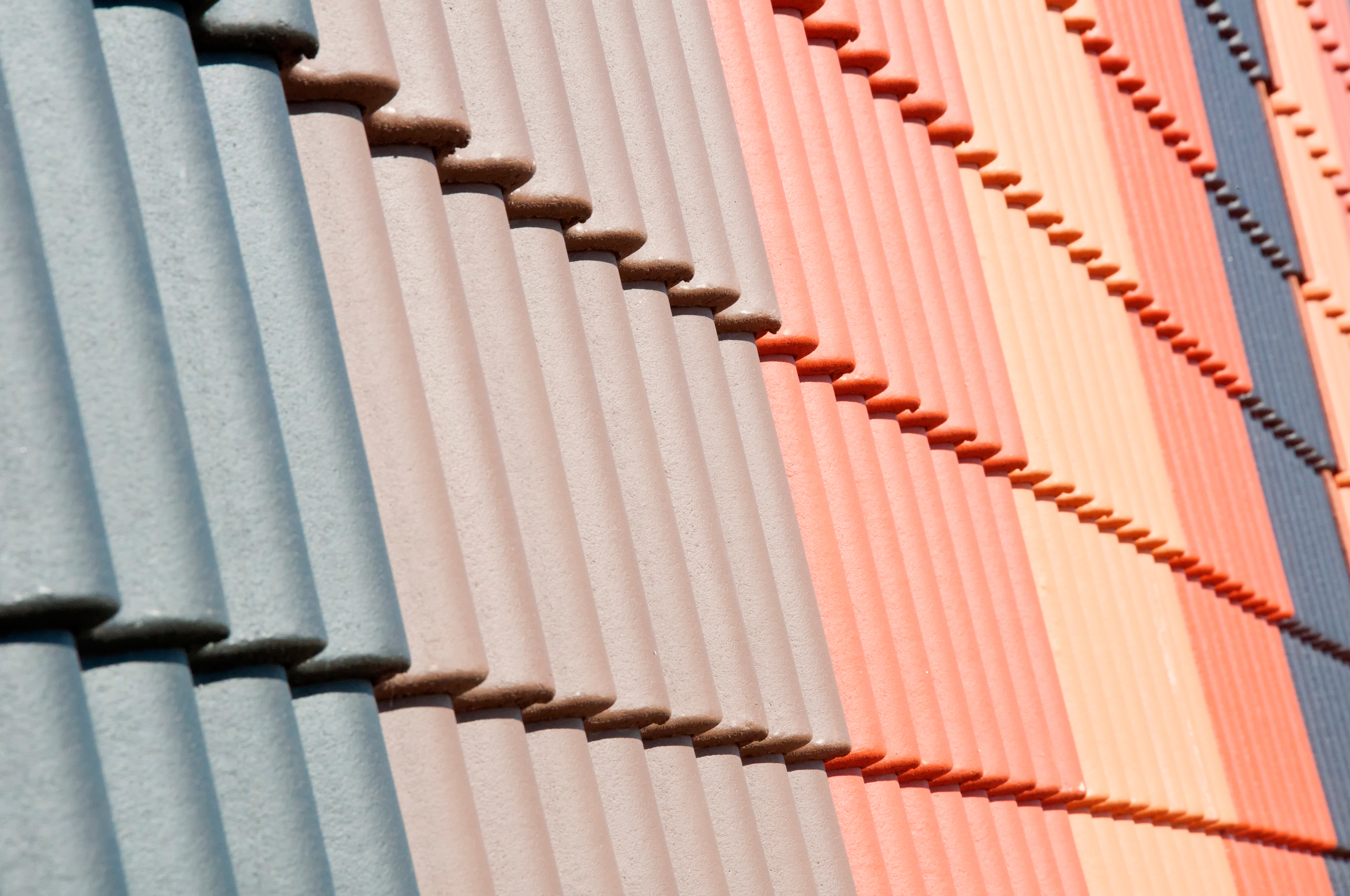 Coloured Roof Tiles on display